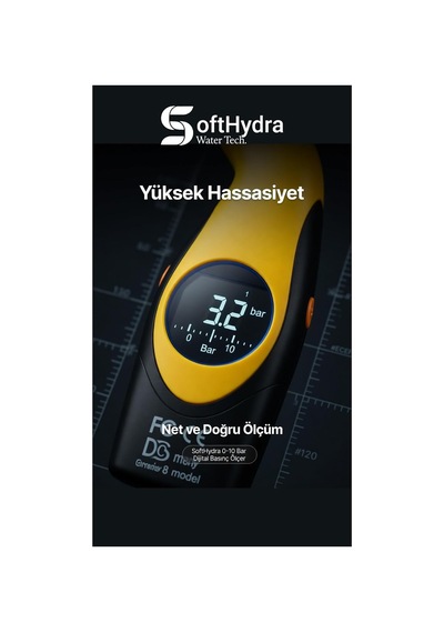 Dijital Basınç Ölçer Manometre 0-10 Bar Lastik, Su Arıtma Tankı Ve Kompresör Uyumlu Diğer