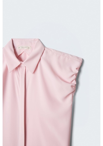 Sateen Kol Detaylı Gömlek - Pembe-137578
