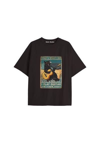 Kalic Studio Y2k Vintage Cats Baskılı Siyah T-shirt Kod 24 Siyah-24