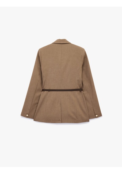 Koton Kruvaze Yaka Uzun Kollu Kemerli Blazer Ceket Vizon 6sak50099uw