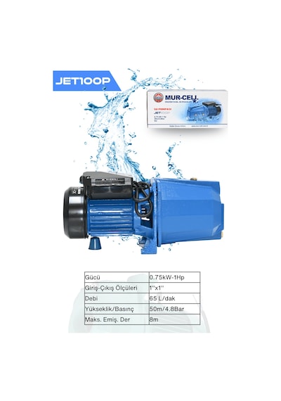 Jet100p Su Pompası 0.75kw 1hp Santifürüj Pompa