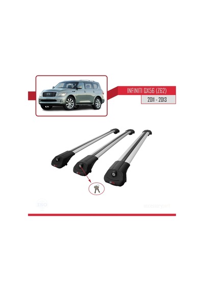 Infiniti Qx56 Z62 2011-2013 Arası İle Uyumlu Ace-1 Ara Atkı Tavan Barı Gri 3 Adet Bar