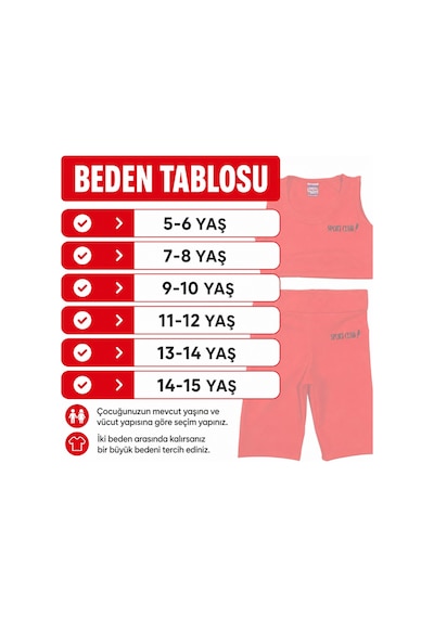 Rony Pony Kids Kız Çocuk Neon Kırmızı Crop Üst Ve Uzun Şortlu Mayo Takımı - 2 Parça