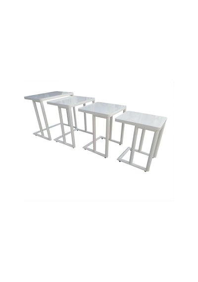 Zigon C Model Sehpa Parlak Beyaz Lake Boya Kayın Torna Ayak Teker