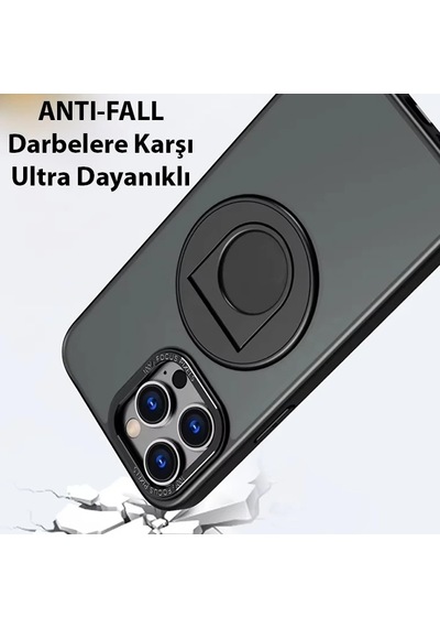Ally İphone 14 Pro Max İçin Magsafe Uyumlu Yüzük Standlı Manyetik Silikon Kılıf- 5775
