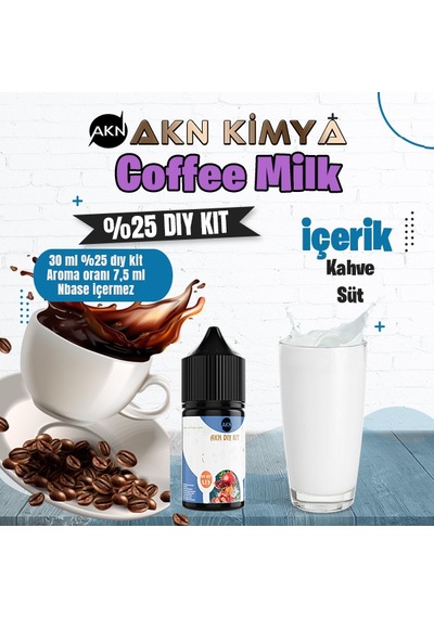 Coffee Milk Yoğun Dıy Kit Kahve Süt Gıda Aroması %25 Oranda Aroma İçerir Hazır Değildir 30 Ml
