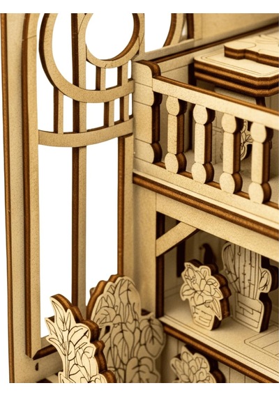 Algwooddesign Indoor Garden Ahşap Maket, 90 Parça Dıy Minyatür Bahçe Modeli, Peri Led Dahil, Mdf 3d Puzzle, Hobi Ve Dekorasyon Seti, 12 X 12 X 14 Cm