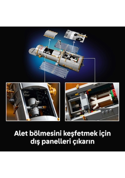 LEGO® Icons Hubble Uzay Teleskobu 11382 - Yetişkinler için Stand ve Bilgi Levhası İçeren Dekoratif Model Yapım Seti (1252 Parça)