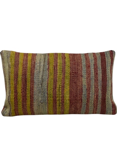 Zehra Abla Halı Yeni El Dokuma Dekoratif Lumbar Kilim Kırlent Yastık Kılıfı 7202 Çok Renkli