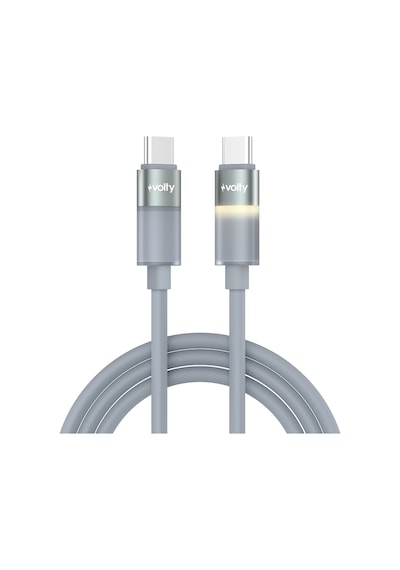 Type C Hızlı Şarj Kablosu Type-c To Type-c, 60w, 480 Mbps, 1.2m, Pd, Led Işıklı Gri V0201004