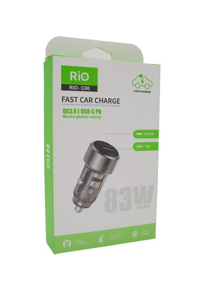 Rio Araç Şarjmatik Hem Usb-a 18w Hemde Type-c 65w Çıkışlı Araç Çakmaklık Girişli Hızlı Şarj