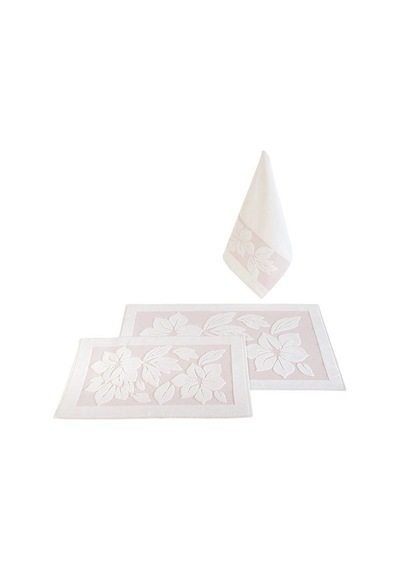 Derya Banyo Paspas Takımı- 3Lü Krem-Pudra Krem