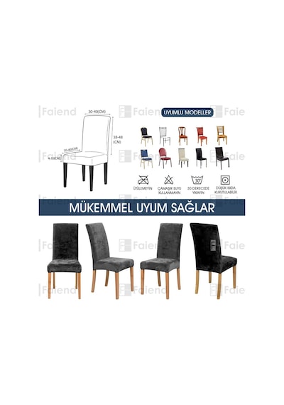Mandaş 6lıset Jakarlı Lastikli Sandalye Kılıfı-şal Desen Lacivert Lacivert