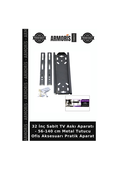 32 İnç Sabit Tv Askı Aparatı - 56-140 Cm Metal Tutucu Ofis Aksesuarı Pratik Aparat