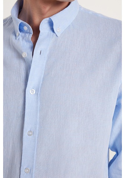 Tudors Erkek Slim Fit Dar Kesim Uzun Kollu Keten Premium Seri Düğmeli Yaka Spor Açık Mavi Gömlek-35355 Açik Mavi Tudors Erkek Slim Fit Dar Kesim Uzun Kollu Keten Premium Seri Düğmeli Yaka Spor Açık Mavi Gömlek-35355 Açik Mavi