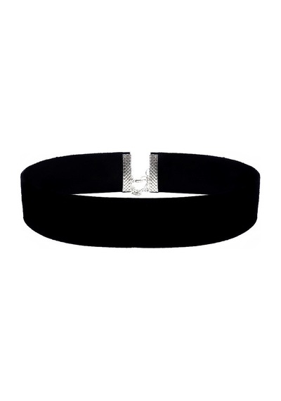 Siyah Kadife Kadın Choker Kolye Gümüş