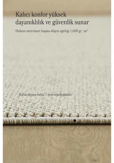 Modern Halı Sisal Bukleli Halı Krem Halı Salon Halısı Oturma Odası Halısı Koridor Halısı Yolluk Krem
