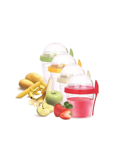 Hazneli Kaşıklı Yoğurt Ve Mama Saklama Kabı 500 Ml N1116743 Çok Renkli