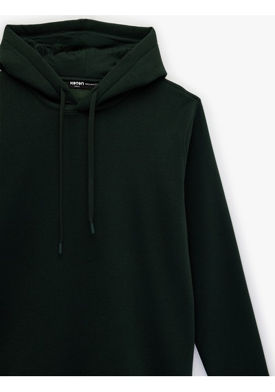 Koton Şardonlu Uzun Kollu Basic Kapşonlu Sweatshirt Yeşil 6wam70015mk Koyu Yeşil