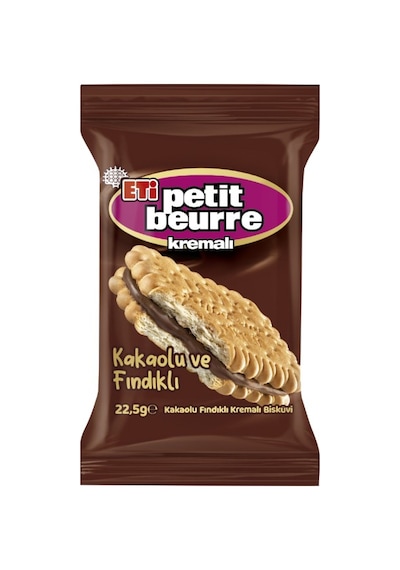 Petit Beurre Kakaolu Fındıklı Kremalı Bisküvi Tekli Paket 22,5 G