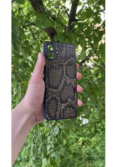 Samsung Uyumlu Galaxy A07 Yılan Desenli Kabartma Dokulu Kılıf Kahverengi