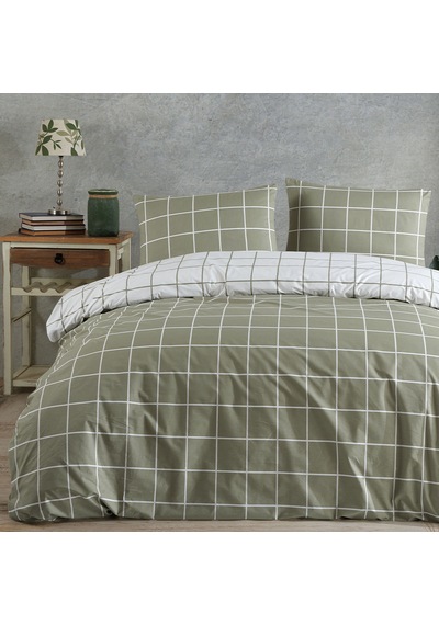 %100 Pamuklu Tek Kişilik Nevresim Takımı 160x220 2 Yastık Kılıflı Lastikli Çarşaflı 120x200+30 Zeytin Yeşili