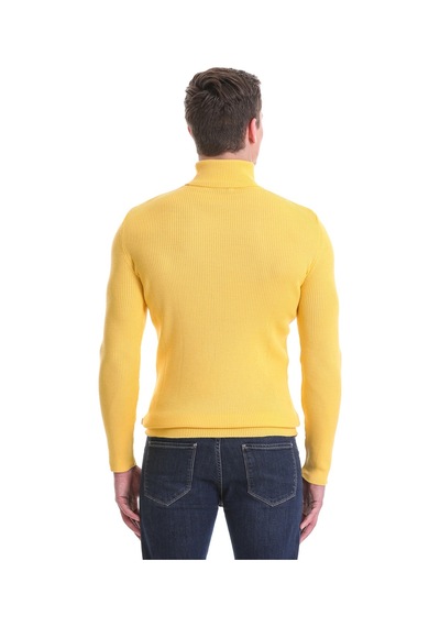 Hatemoğlu Sarı Slim Fit Fitilli Balıkçı Yaka Yünlü Triko Kazak 34232023a01 Sarı
