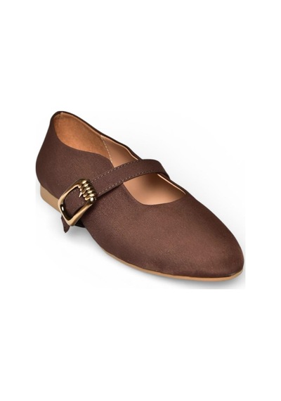 Fox Shoes Y820650204 Kahverengi Kumaş Toka Detaylı Şık Babet Kahverengi