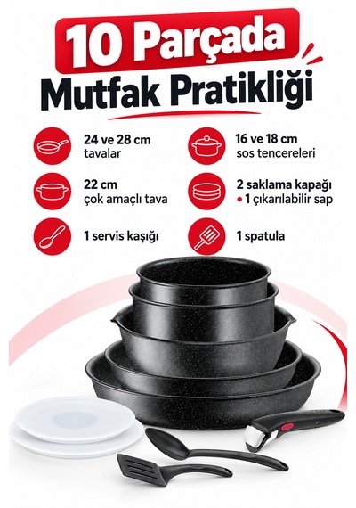 Ingenio Black Stone L3999402 Set 10 Parça- Induction Siyah