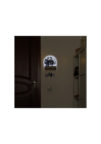 Led Işıklı Pleksi Dolunay Kişiselleştirilebilir Biblo Valeri Çocuklu Çift Anahtar Askılığı Gri - 737204852 Gri