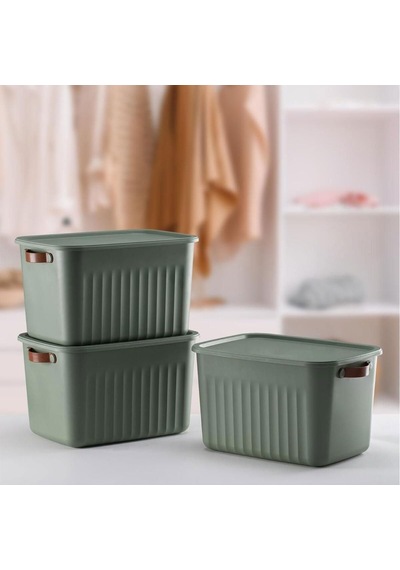 1 Adet Düzenleyici Kapaklı Kutu, Dekoratif Saklama Kutusu, Organizer 35cm 25cm 22cm Yeşil 15