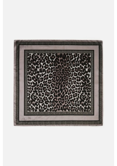Akswsuar Leopar Desenli Fular 90 90 Siyah