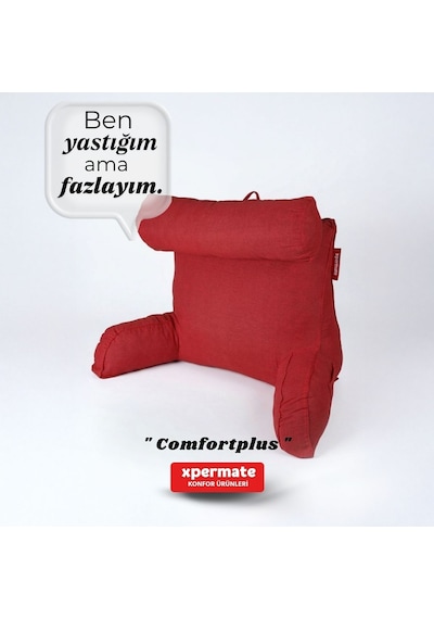 Xpermate TV Yastığı Kollu Okuma Yastığı Sırt Destek Yastığı Yatakta Oturma Kitap Okuma Yastığı Kırmızı