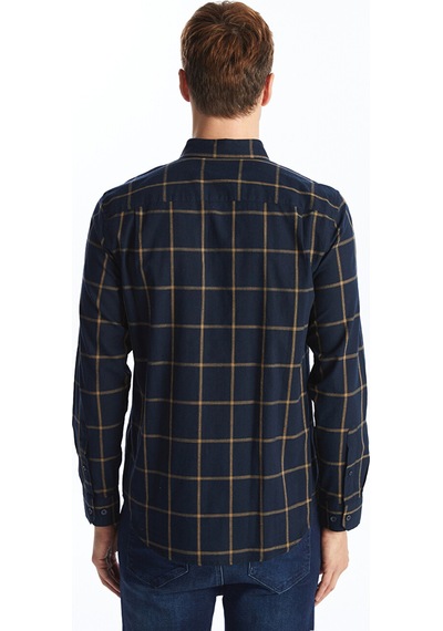 Lcwaıkıkı Classic Lacivert Regular Fit Uzun Kollu Ekose Poplin Erkek Gömlek
