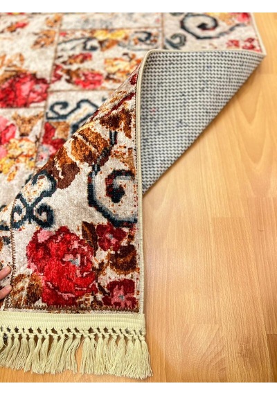 Floral Motifli Karma Desenli 120 X 180 Dijital Baskı Halı Çok Renkli