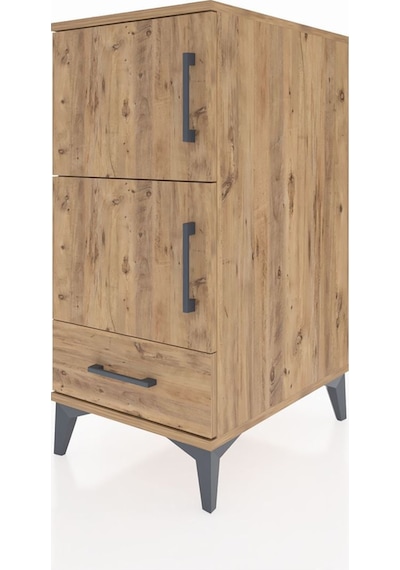 Kronos Komodin 4 Raflı Tek Çekmeceli Tek Kapaklı 44x59x96 Çam-çam Atlas Çam