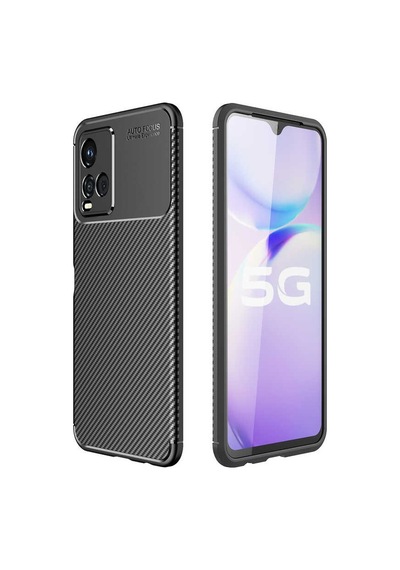 Vivo Y33s Kılıf Kamera Çıkıntılı Karbon Fiber Dokulu Renk Atmaz Kapak Negro