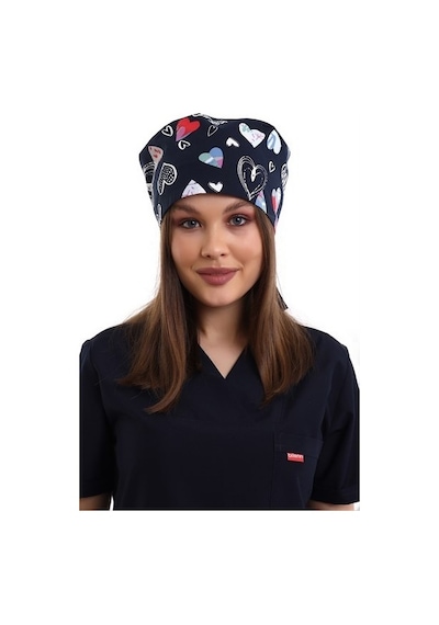 Lacivert Love Desenli Cerrahi Bone - Doktor Bone-Standart-5004 Laci Love