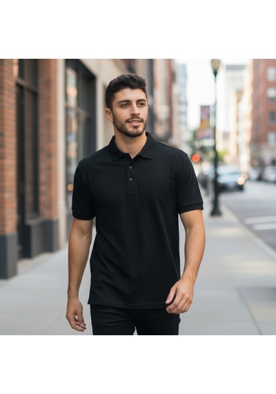 Bite Nose Renk Seçenekli Erkek Polo Yaka Tişört Günlük & Şık Pamuklu Slim Fit Siyah