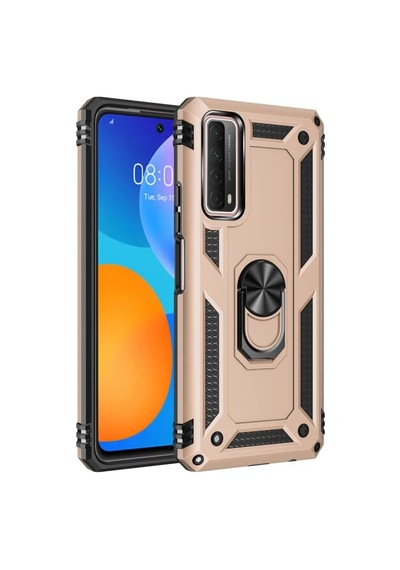 Huawei P Smart 2021 Kılıf Sofya Yüzüklü Silikon Kapak - Gold 0.2M-Çok Renkli