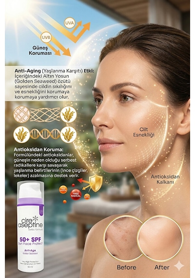 Günes Koruyucu Anti -age Yüz Kremi Spf 50+ Sun Face Protect 50 Ml