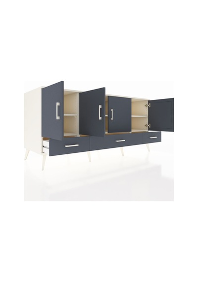 Kronos Konsol 6 Raflı 3 Çekmeceli 4 Kapaklı 176x59x83 Aytaşı-antrasit/antrasit Antrasit/antrasit