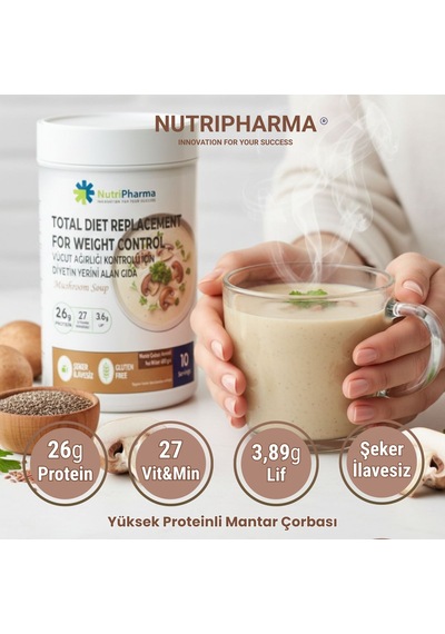 Whey Proteinli Mantar Çorbası Öğün Tozu Bariatrik Diyet Protein Tozu, 600g Diğer