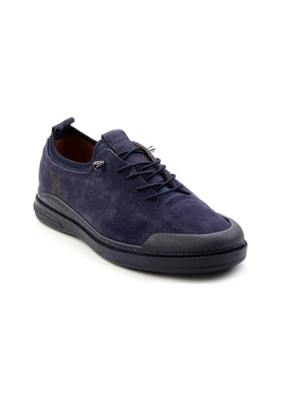 Bambi Lacivert Hakiki Deri Erkek Sneaker E01084240802 Lacivert
