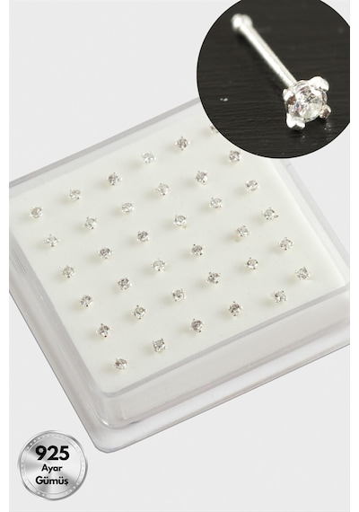 3 Mm Kare Zirkon Tek Taşlı Gümüş Hızma 36 Adet Çok Renkli