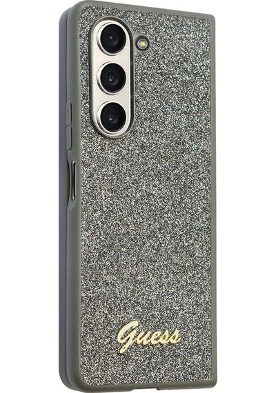 Galaxy Z Fold 5 Uyumlu Kılıf Guess Lisanslı Yazı Logolu Glitter Flakes Kapak Haki