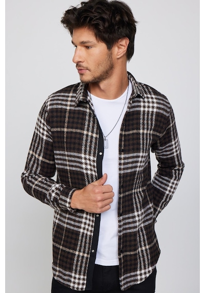 Tudors Slim Fit Dar Kesim Kapaklı Çift Cep Kareli Oduncu Erkek Gömlek-29851-multi Çok Renkli