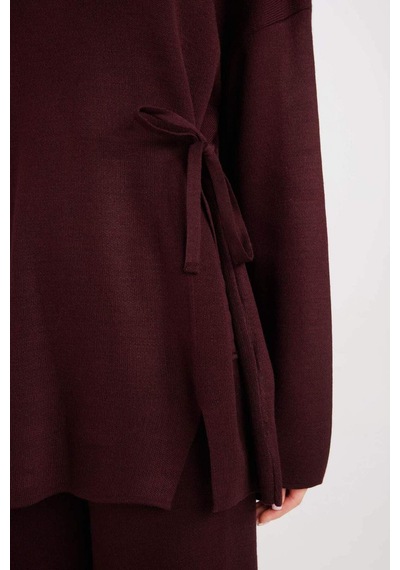 DeFacto Regular Fit Bisiklet Yaka Bağlamalı Basic Düz Triko Kazak Tunik D7508AX24WNBR171 Bordo DeFacto Regular Fit Bisiklet Yaka Bağlamalı Basic Düz Triko Kazak Tunik D7508AX24WNBR171 Bordo