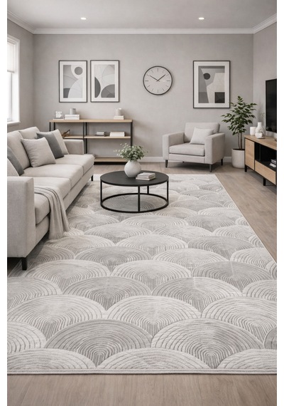 Salon Halısı 6024 Gri Kaymaz Taban Yıkanabilir Leke Tutmaz Özel Ölçü Zarif Tasarım Gri - 844319825 Gri