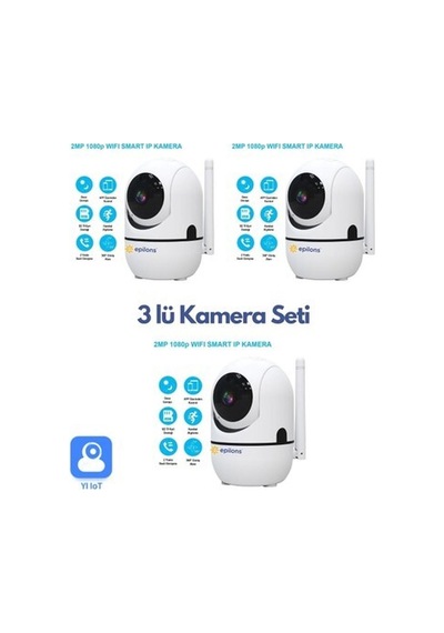 Epilons 3 Lü Set Ev Güvenlik Wifi Akıllı Kamera Bebek Telsiz Hareket Algılama Ile Izleme Ses Dinleme-61042